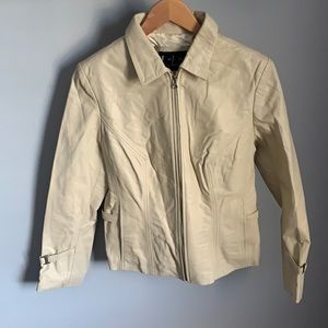 NWOT LiLi Cream Genuine Leather Jacket